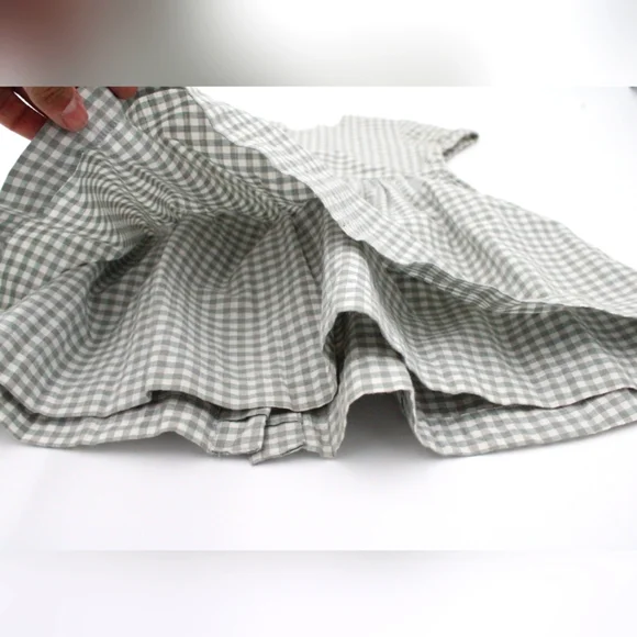 Toddler Girls Handmade Checkered Dress Sage Green (1-2 yr olds) - Picture 5 of 7